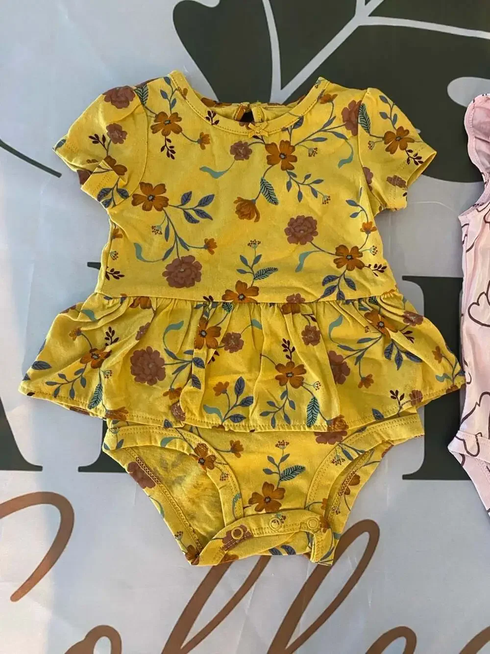 Carter's Baby Girl 9M 2-Piece Bodysuit Set (Floral Peplum and Butterfly Flutter